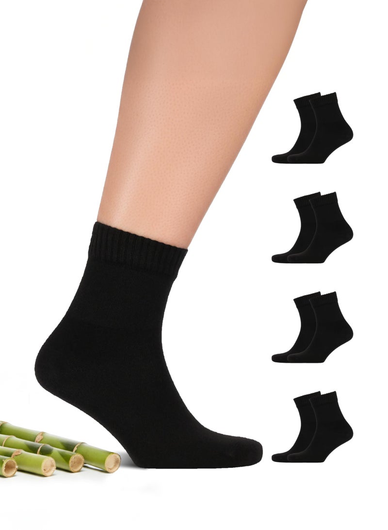 Hugh Ugoli Diabetic Socks for Men, Loose Ankle Socks Rayon, Extra-Wide, Thin, Seamless Toe and Non-Binding Top, 4 Pairs, Black, Shoe Size: 11-13 - Image 1